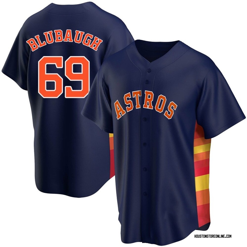 AJ Blubaugh Men's Houston Astros Alternate Jersey - Navy Replica