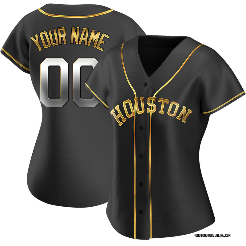 Custom Women's Houston Astros Alternate Jersey Black Golden Replica