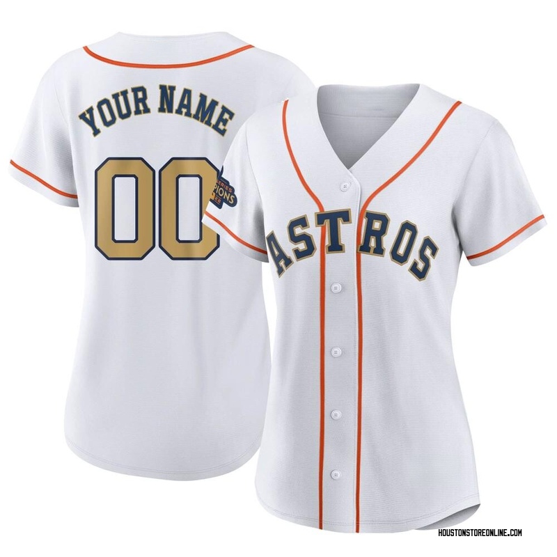 Custom Women's Houston Astros White 2023 Collection Jersey Gold Replica