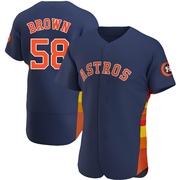 Hunter Brown Men's Houston Astros Alternate Jersey - Navy Authentic