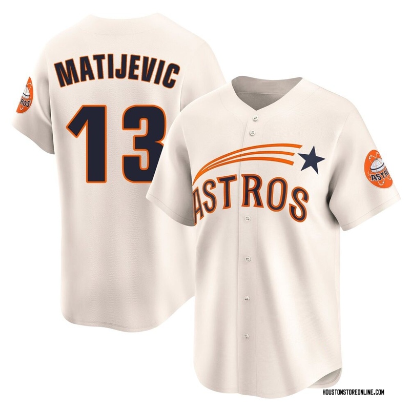 J.J. Matijevic Men's Houston Astros Throwback Cooperstown Collection Jersey - Cream Limited