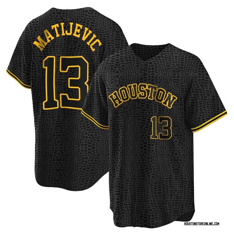 J.J. Matijevic Youth Houston Astros Snake Skin City Jersey - Black Replica