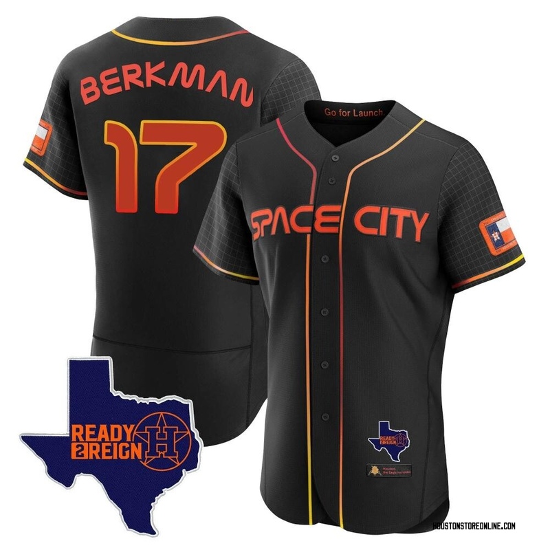 Lance Berkman Men's Houston Astros 2023 Space City Ready 2 Reign Flex Base Jersey - Black Authentic