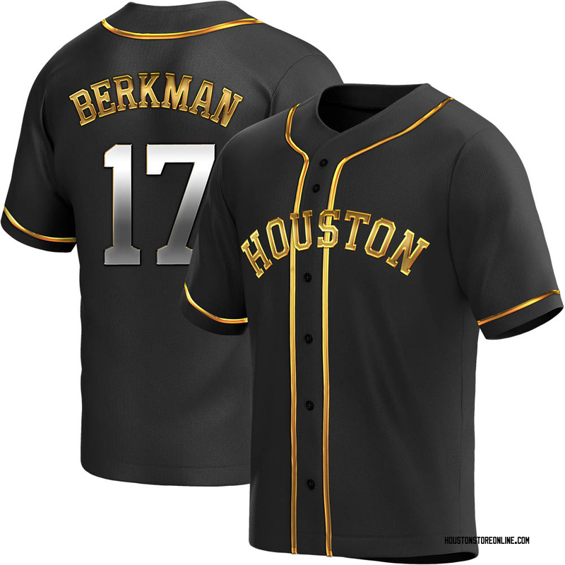Lance Berkman Men's Houston Astros Alternate Jersey - Black Golden Replica
