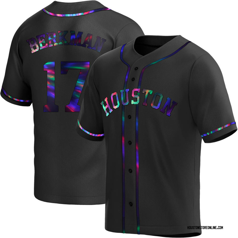 Lance Berkman Men's Houston Astros Alternate Jersey - Black Holographic Replica
