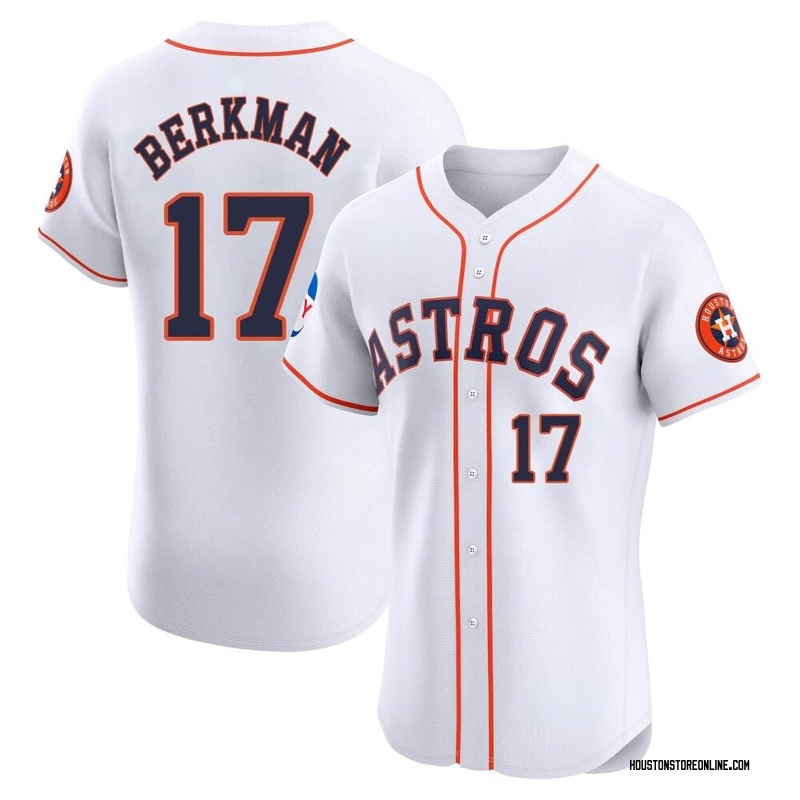 Lance Berkman Men's Houston Astros Home Patch Jersey - White Elite
