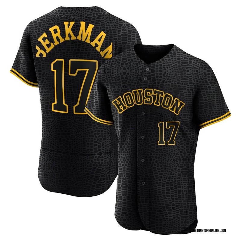 Lance Berkman Men's Houston Astros Snake Skin City Jersey - Black Authentic