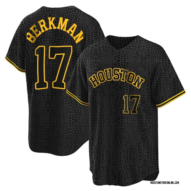 Lance Berkman Men's Houston Astros Snake Skin City Jersey - Black Replica