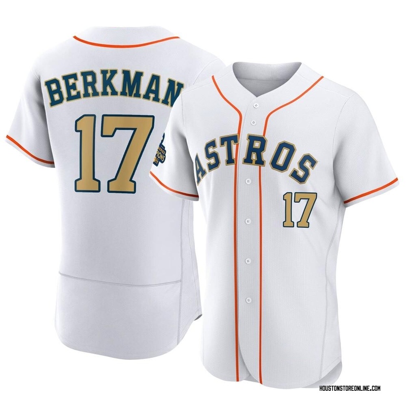 Lance Berkman Men's Houston Astros White 2023 Collection Jersey - Gold Authentic