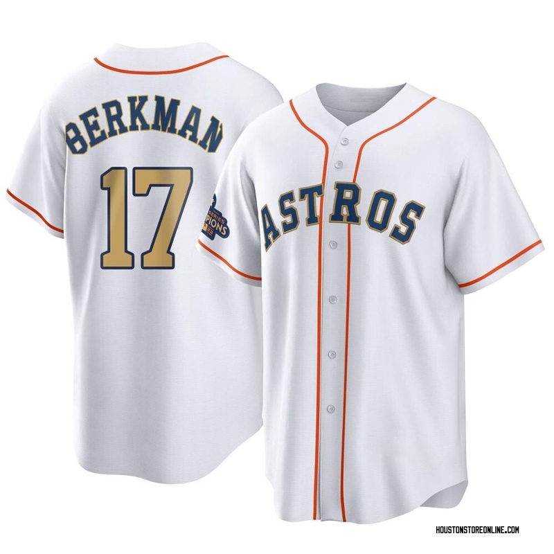 Lance Berkman Men's Houston Astros White 2023 Collection Jersey - Gold Replica