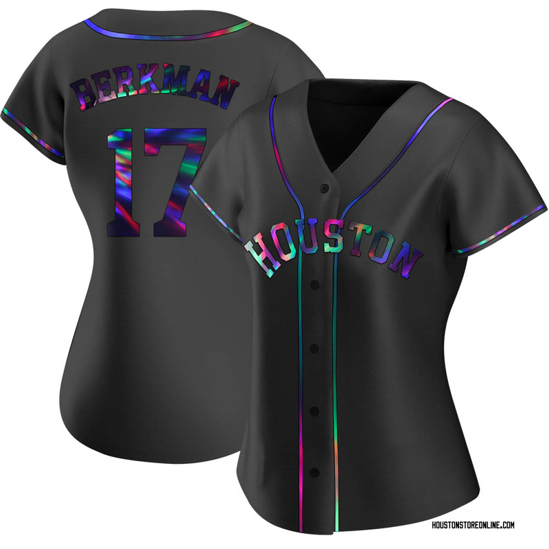 Lance Berkman Women's Houston Astros Alternate Jersey - Black Holographic Replica